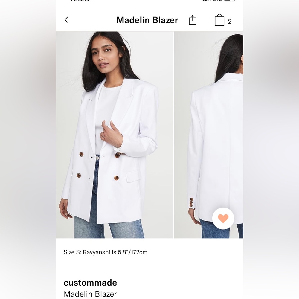 White double breasted jacket with tortoiseshell buttons. Custommade brand,worn1x